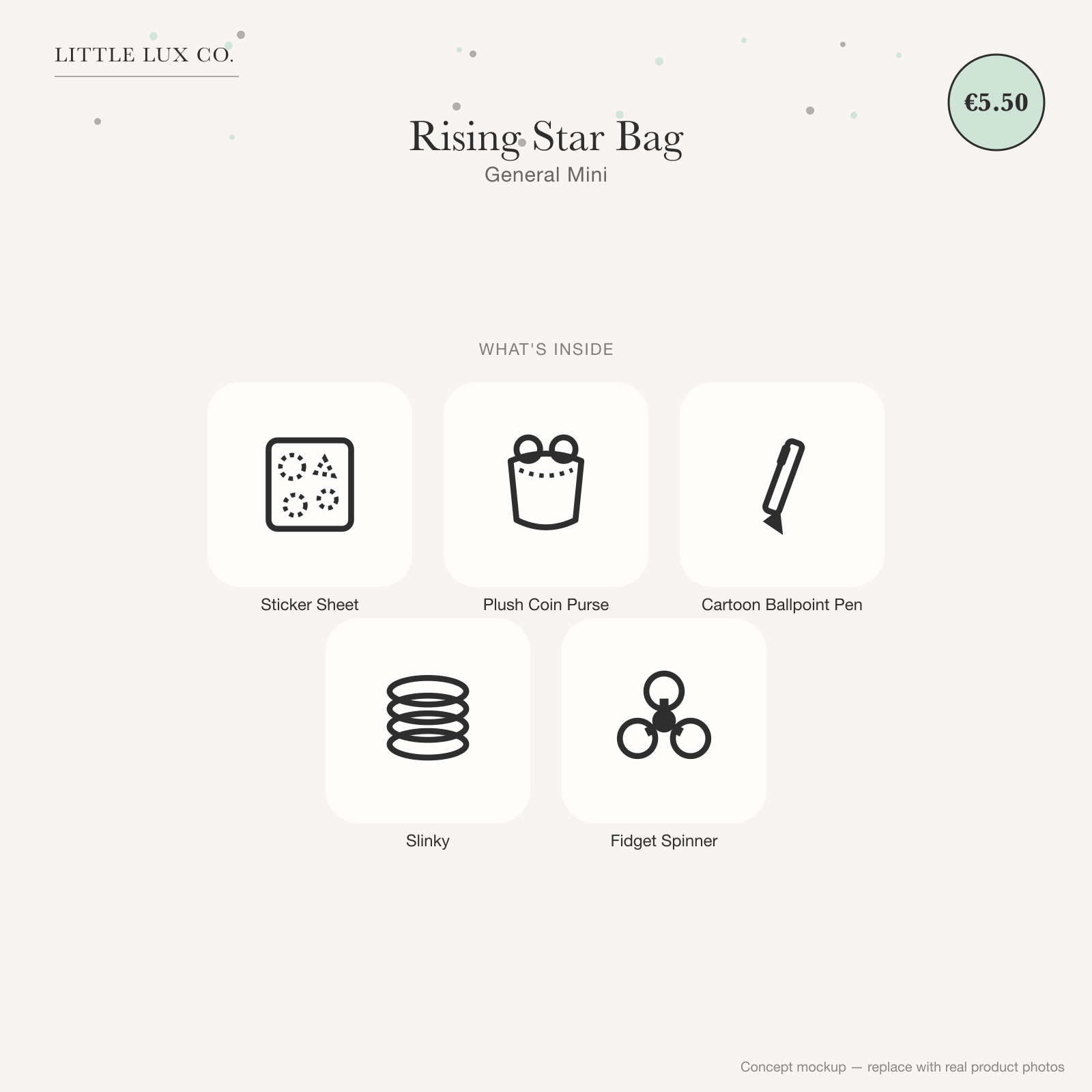 Rising Star Bag — General Mini — concept mockup, real photo to follow